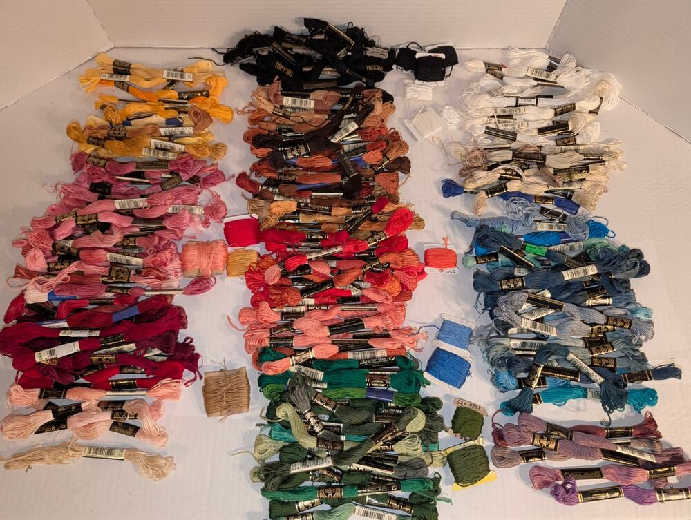 Lot of 230 Skeins of Embroidery Floss Most DMC New Multi-colored